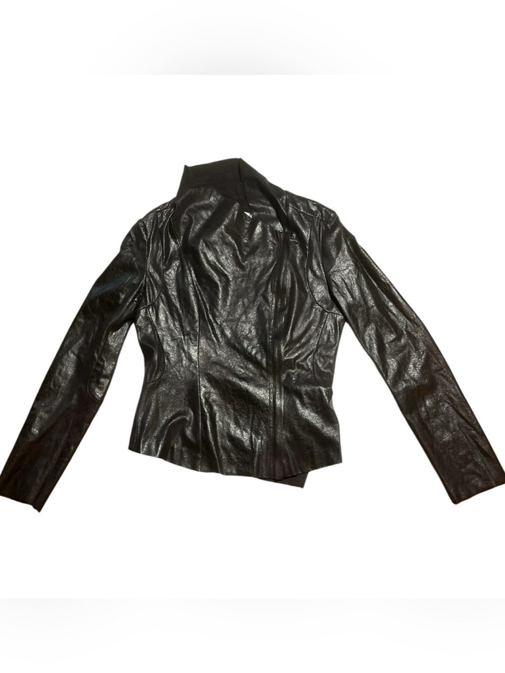 Calvin Klein black faux leather asymmetric zip jacket size small Dragon Rider